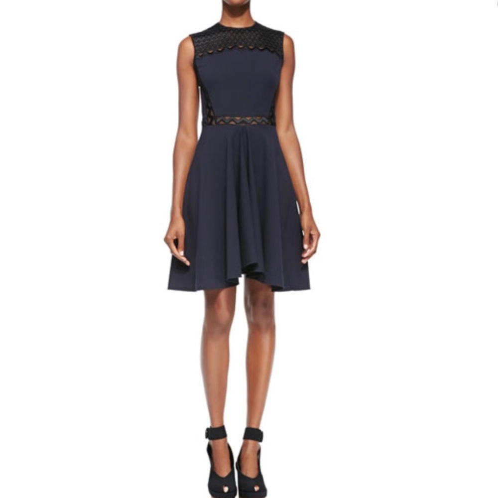 Stella McCartney Navy & Black Sleeveless Fit-and-Flare Dress